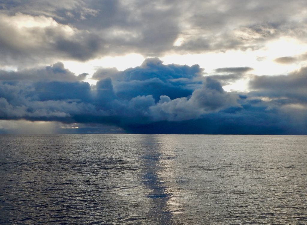 A line squall coming at us, missing us by a couple of miles to leeward.