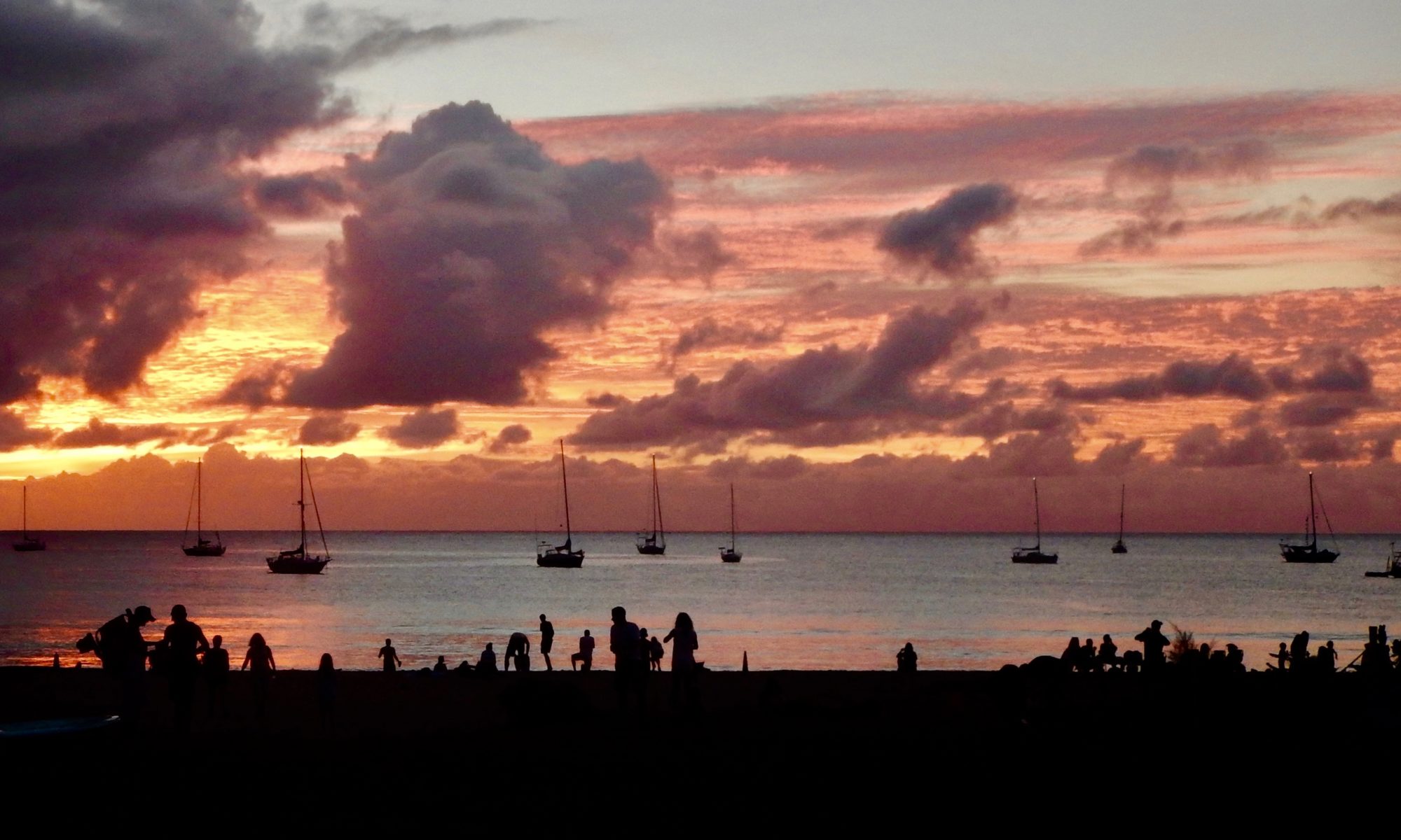 Transpac sailboats on Hanalei Bay